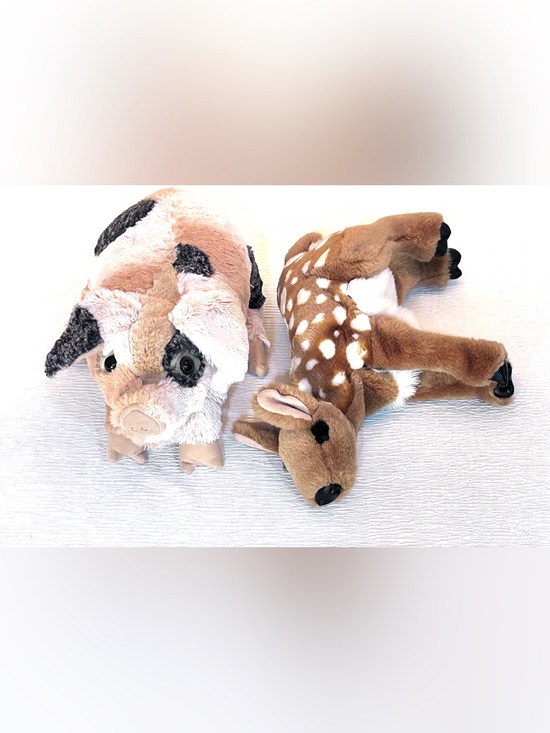 Folkmanis Puppets Other - Folkmanis Hand Puppets: Grunting Plush Pig & Small Spotted Fawn